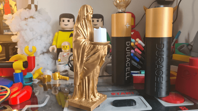 Vierge Marie 30 cm couleur au choix + bougie