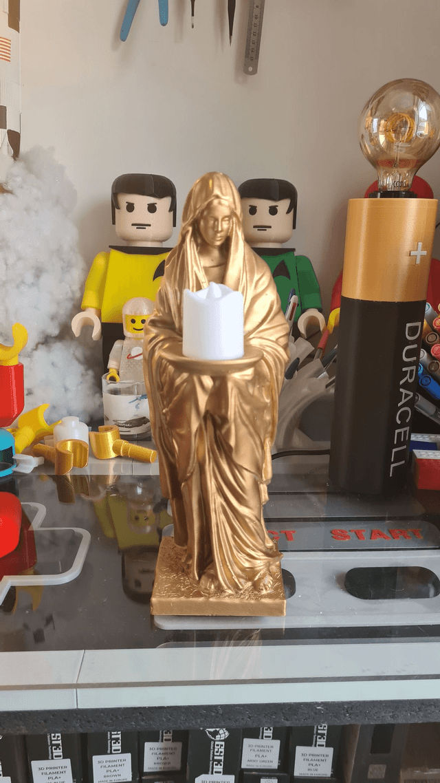 Vierge Marie 30 cm couleur au choix + bougie